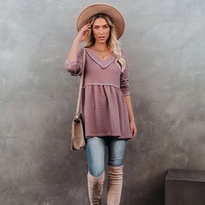 Thermal V-Neck Peplum Top